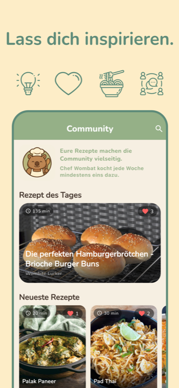 Community: Entdecke und teile Rezepte