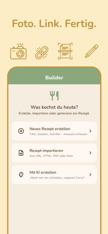 Foto, Link oder PDF – die KI erkennt das Rezept automatisch